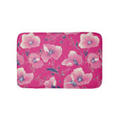 Vibrant Floral Pattern in Pink, White & Royal Blue バスマット (正面)