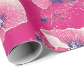 Vibrant Floral Pattern in Pink, White & Royal Blue ラッピングペーパー (ロールコーナー)