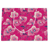 Vibrant Floral Pattern in Pink, White & Royal Blue ラージペーパーバッグ (正面)