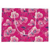 Vibrant Floral Pattern in Pink, White & Royal Blue ラージペーパーバッグ (裏面)