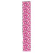 Vibrant Floral Pattern in Pink, White & Royal Blue ロングテーブルランナー (正面)