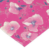 Vibrant Floral Pattern in Pink, White & Royal Blue ロングテーブルランナー (コーナー)