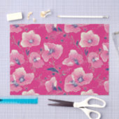 Vibrant Floral Pattern in Pink, White & Royal Blue 薄葉紙 (クラフト)