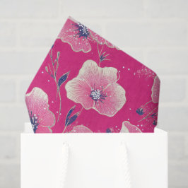 Vibrant Floral Pattern in Pink, White & Royal Blue 薄葉紙
