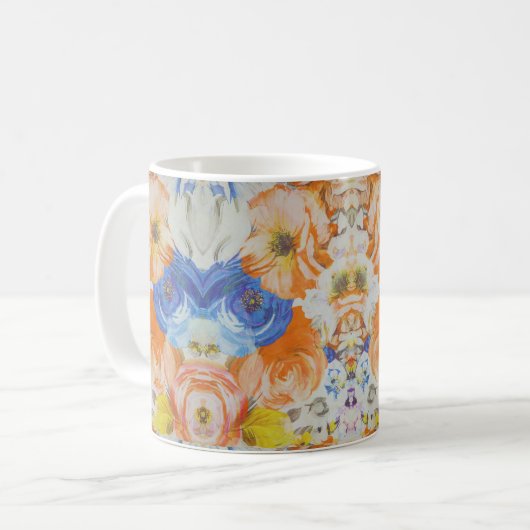 Vibrant Floral Pattern Mug コーヒーマグカップ (正面左)