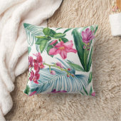 vibrant floral pattern with pink flowers クッション (ブランケット)