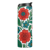 Vibrant Floral Pattern with Red and Teal Blooms タンブラー (回転左)