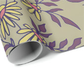 Vibrant Floral Pattern with Yellow Daisies  ラッピングペーパー (ロールコーナー)
