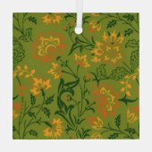  Vibrant Floral Pattern: Yellow and Orange Flowers ガラスオーナメント (裏面)