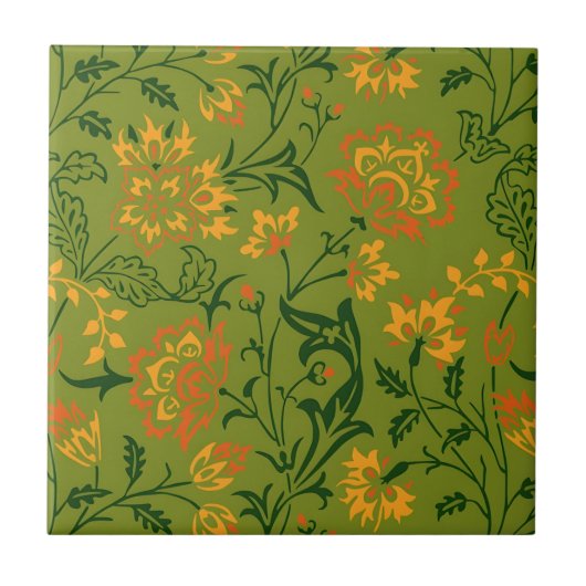  Vibrant Floral Pattern: Yellow and Orange Flowers タイル (正面)