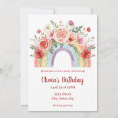 Vibrant Floral Rainbow Watercolor Birthday Party (正面)