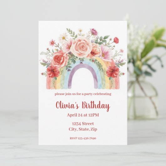 Vibrant Floral Rainbow Watercolor Birthday Party (スタンド正面)