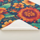 Vibrant Floral Sherpa Blanket - Large シェルパブランケット (3/4)
