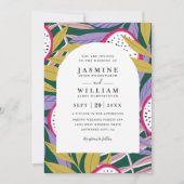 Vibrant Floral Tropical Elegant QR Code Wedding 招待状 (正面)