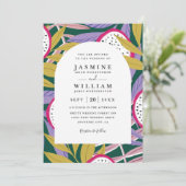 Vibrant Floral Tropical Elegant QR Code Wedding 招待状 (スタンド正面)