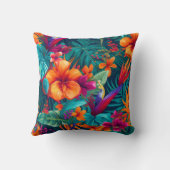 vibrant floral tropical orange flower interior クッション (裏面)