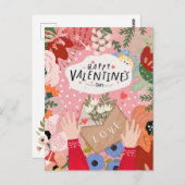 Vibrant Floral Valentine's Day Card ポストカード (正面/裏面)
