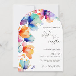 Vibrant Floral Watercolor Arch Wedding Invitation 招待状
