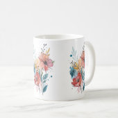 Vibrant Floral Watercolor Design コーヒーマグカップ (正面右)
