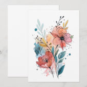 Vibrant Floral Watercolor Design 招待状 (正面/裏面)