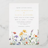 Vibrant Floral Wedding Foil Invitation 箔招待状 (正面)