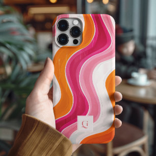 Vibrant Flow   ファンキーなレトロイニシャルモノグラム iPhone 16 Pro Maxケース