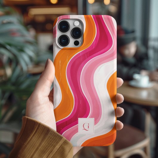 Vibrant Flow | ファンキーなレトロイニシャルモノグラム Case-Mate iPhoneケース