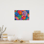 Vibrant Flowers Dreamscape – サイケデリックボホー ポスター (キッチン)
