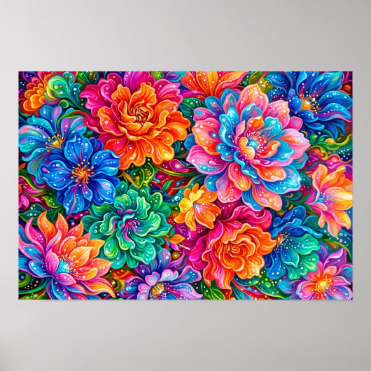 Vibrant Flowers Dreamscape – サイケデリックボホー ポスター (正面)