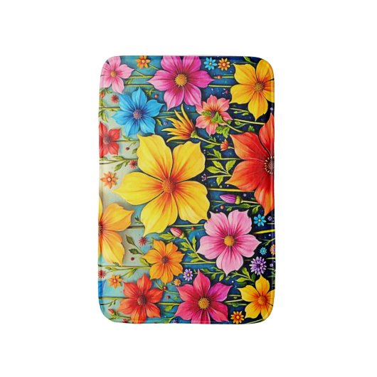 Vibrant Flowers: Garden of Joy Art バスマット (正面縦)