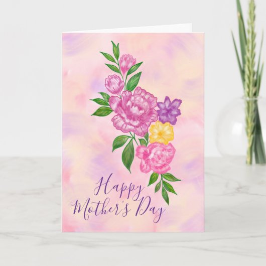 Vibrant Flowers Happy Mother’s Day Card カード (正面)