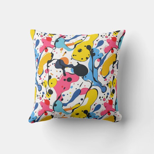 Vibrant Fluid Paint Splash Pattern クッション (裏面)