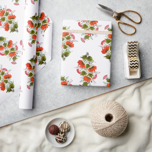 Vibrant Folk Art Floral Wrapping Paper ラッピングペーパー (クラフト)