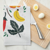 Vibrant Folk Art Tropical Fruit Chili Pepper キッチンタオル (四つ折り)