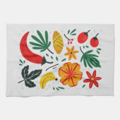Vibrant Folk Art Tropical Fruit Chili Pepper キッチンタオル (横)