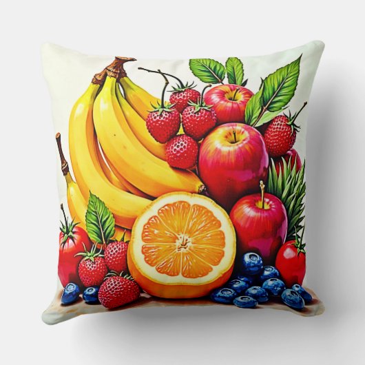 Vibrant Fresh Fruit Delight Design クッション (裏面)