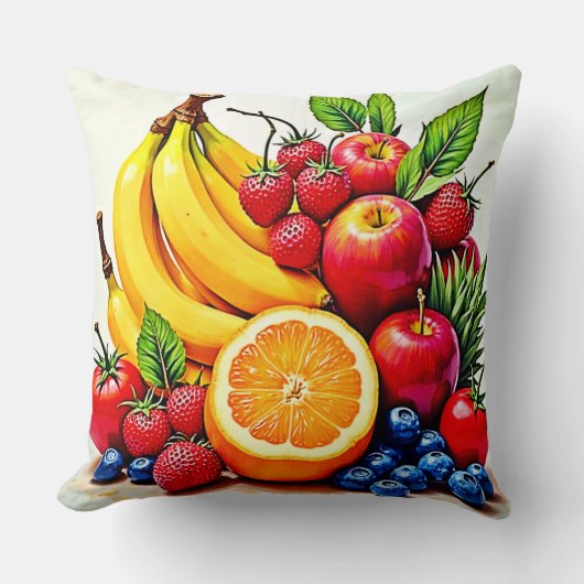 Vibrant Fresh Fruit Delight Design クッション (正面)