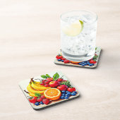 Vibrant Fresh Fruit Delight Design コースター (右側)