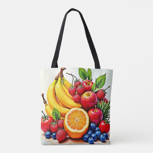 Vibrant Fresh Fruit Delight Design トートバッグ (裏面)
