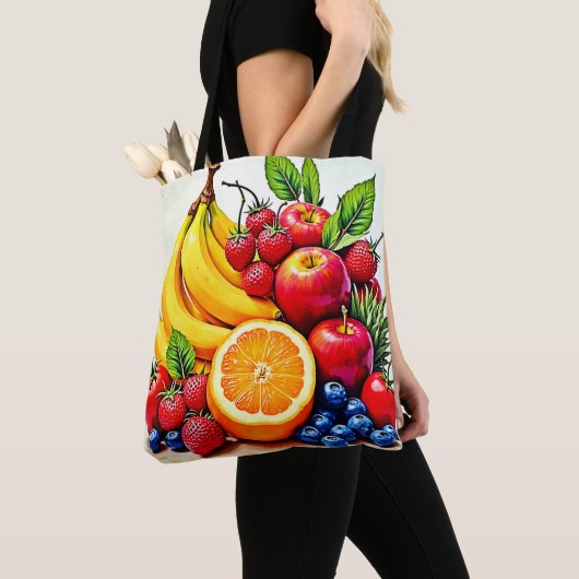 Vibrant Fresh Fruit Delight Design トートバッグ (クローズアップ)