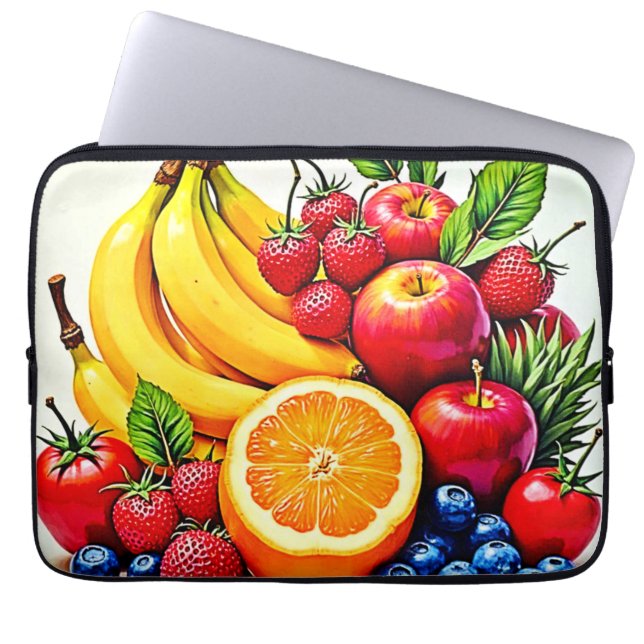 Vibrant Fresh Fruit Delight Design ラップトップスリーブ (正面)