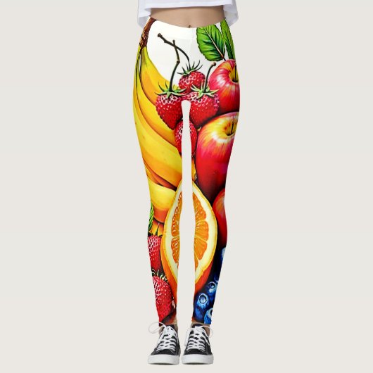 Vibrant Fresh Fruit Delight Design レギンス (正面)