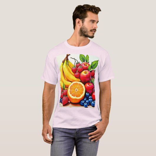 Vibrant Fresh Fruit Delight Design Tシャツ (正面フル)