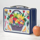 Vibrant Fruit Basket Lunchbox Design メタルランチボックス (インサイチュ)