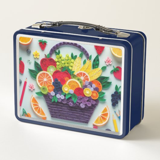 Vibrant Fruit Basket Lunchbox Design メタルランチボックス (裏面)
