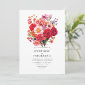 Vibrant Fuchsia and Coral Floral Wedding QR Code 招待状 (スタンド正面)