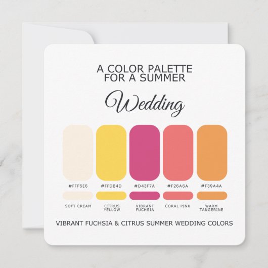 Vibrant Fuchsia Citrus Summer Wedding Palette Card 招待状 (正面)