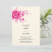 Vibrant Fuchsia Watercolor Flora Wedding  招待状 (スタンド正面)