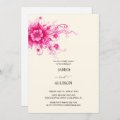Vibrant Fuchsia Watercolor Flora Wedding  招待状 (正面/裏面)