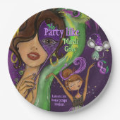 Vibrant Fun Mardi Gras Masquerade ペーパープレート (正面)